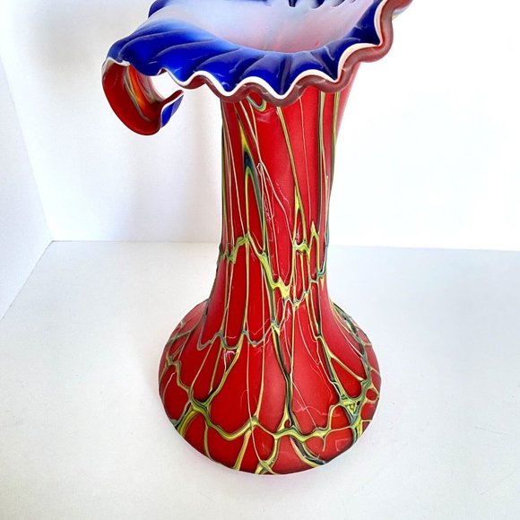 Baijab Glass Azerbaijan Russian Jack In The Pulpit Hand Blown Vase 17" Tall - Picture 8 of 12